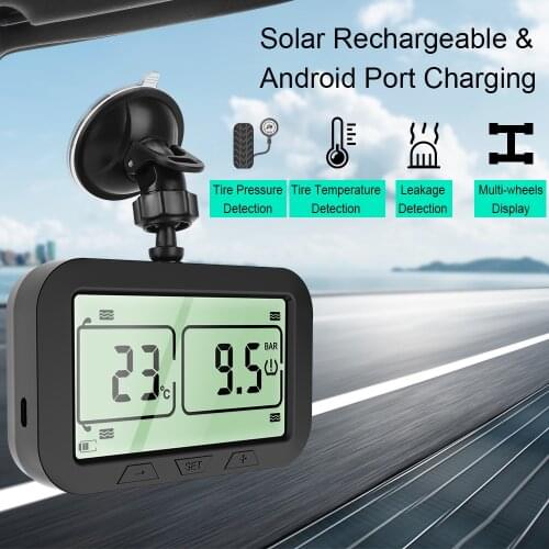 TPMS For Truck Lorry Tire Pressure Monitoring System USB Solar Charge With 4/6External Sensor Tyre Temperature Alarm Monitor