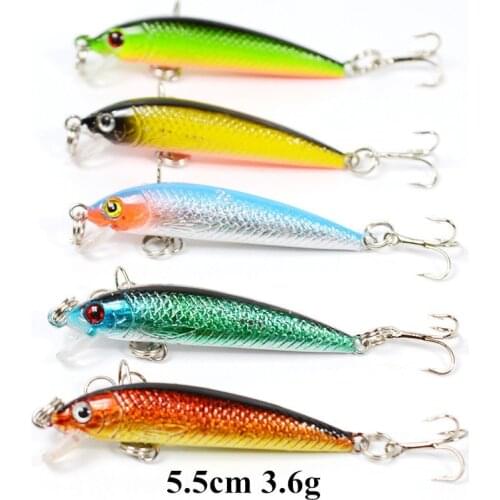 Super Deal Multiple Colors Mini Crankbait Popper Minnow Fishing Lure Hard Plastic Bait with Treble Hook Fishing Accessories