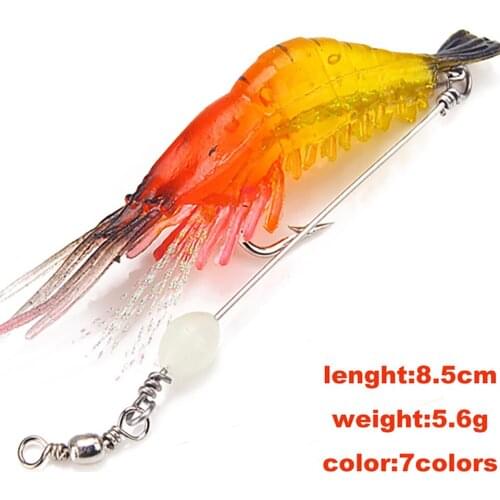 RIVERSIDE Luminous Simulation Shrimp Silicon Soft Artificial Bait With Hooks Swivels Tackle Shrimp Lure Carp Bass Fishing