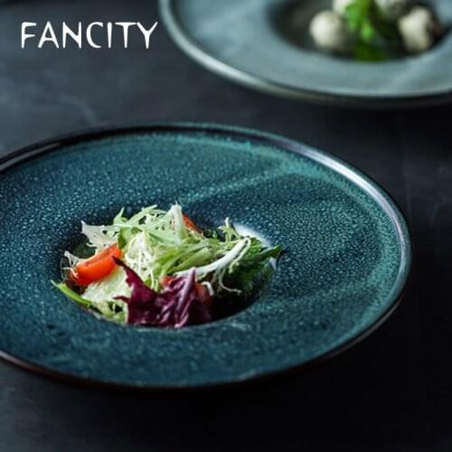 FANCITY European style flying saucer plate western food plate round soup plate creative salad plate personality household