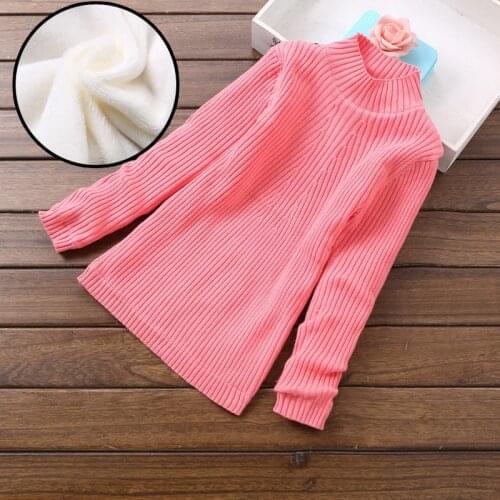 Warm Winter Sweaters Girls Velvet Thicken knitted Pullovers Turtleneck Sweater For Girls Autumn Slimming Sweaters 3 6 8 10 Years