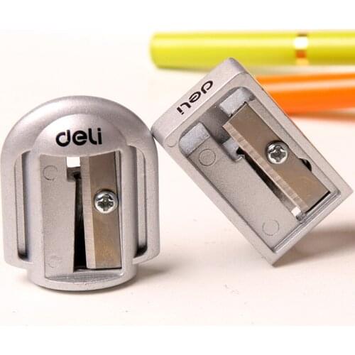 1 Piece Self Colored Zinc Alloy Metal Pencil Sharpener Standard Pencil Cutting Machine Square and Round Shaped Deli 0596