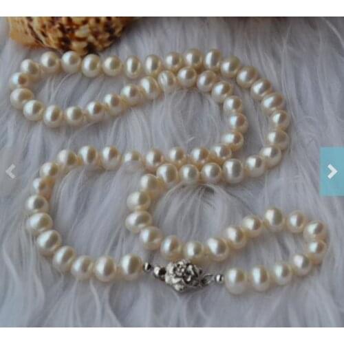Unique Pearls jewellery Store Genuine Pearl Necklace White Round 7mm Real Freshwater Pearl Necklace Fine Jewelry