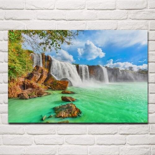 Waterfall beautiful dry nur vietnam nature landscape KB810 living room home wall modern art decor wood frame fabric posters