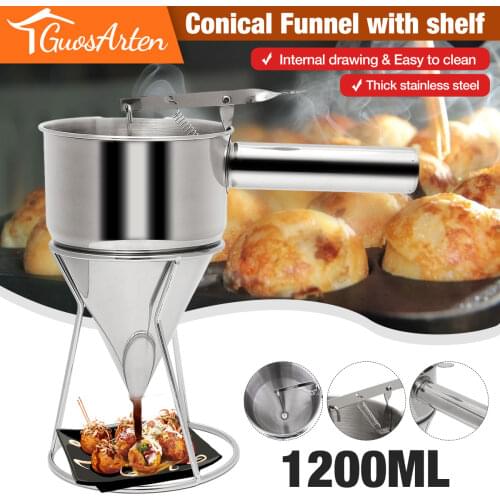 Stainless Steel Plunger Funnel with Funnel Drip Cream Sauce Stand Small Octopus Balls Tool With Rack Baking Cupcake Kitchen Tool