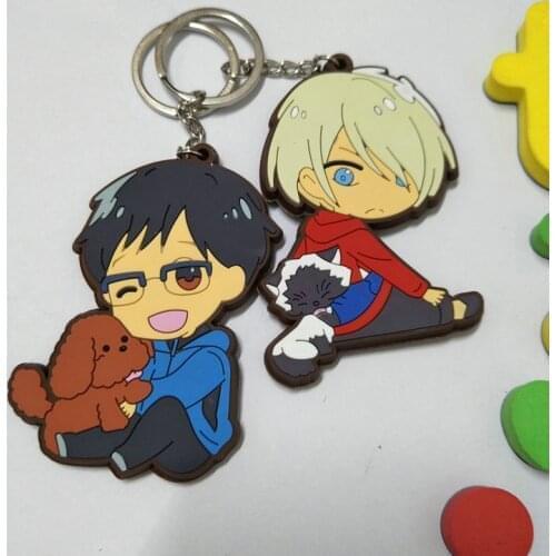 YURI!!!on ICE Double-Side Soft Rubber Keychain Yuri Katsuki Victor Nikiforov Yuri Plisetsky Pendant Key Chain Halloween Gift