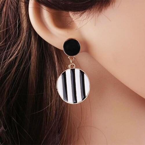 Fashion Statement Earrings 2019 Round Geometric Earrings For Women Wedding Bridal Black and White Earring Indian Jewelry EB169