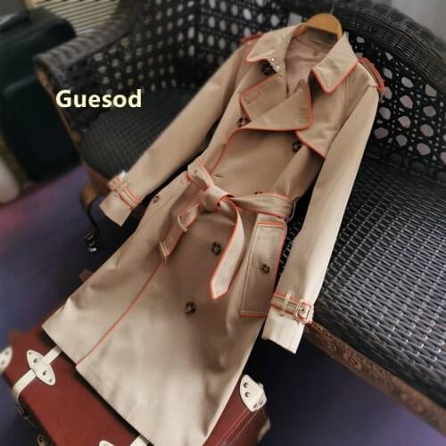 Women Trench Coat 2020 Autumn Female Cotton Water Proof British Outerwear New Arrival Guesod