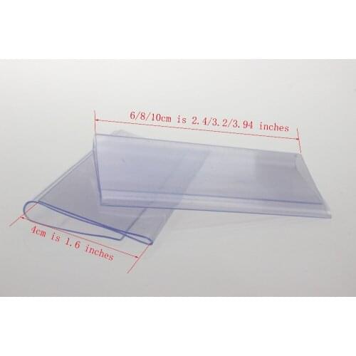 10/8/6cmx4cm Clear Plastic PVC Price Tag Sign Label Display Clip Holder For Supermarket Store Wood Glass Shelf Fitting 50pcs