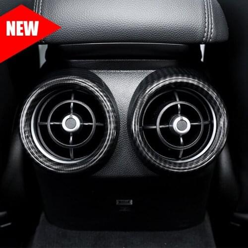 2pcs Carbon Fiber ABS Chrome Car Armrest Rear Row Air Conditioning Vent Cover Frame Trim For Alfa Romeo Giulia 2017-2020