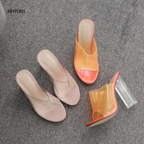 2021 PVC Transparent Crystal Womens Slippers 2021 Peep Toe Slides High Heels Women Shoes Fashion Wedge Sandals Simplicity
