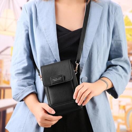 2021 Simple Mini Shoulder Bag Mobile Phone Bag Transparent Touch Screen Retro Women Pu Chain Messenger Bags Small Flap Bag