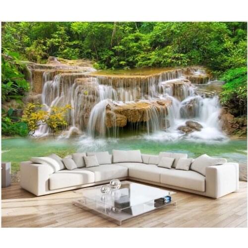 Custom photo 3d wallpaper Natural scenery of mountain stream waterfall room home decor 3d wall murals wallpaper for walls 3 d