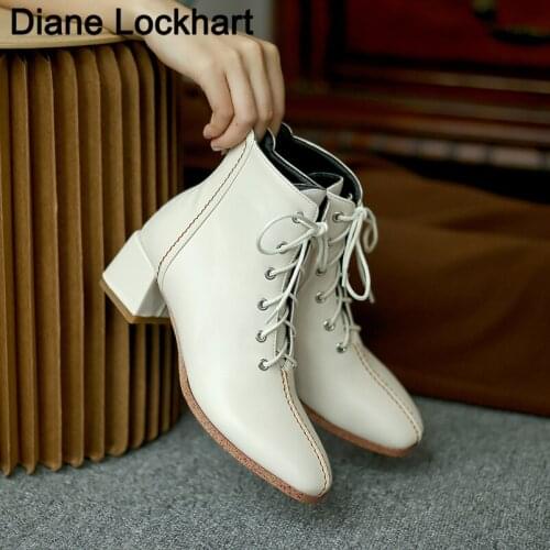 Ankle Boots Women Autumn Winter Low Heels Cross Strap Shoes Womens Round Toe Lace Up Short Boots Woman Punk Motorcycle Botas 31