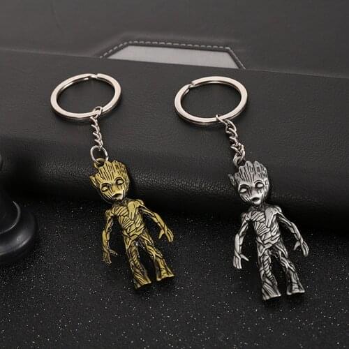 Disney Tree Man Figures Keychains Cute Model Toy Cartoon Marvel The Avengers Baby Groot Action Figure Mini Kawaii Kids Gift Toys