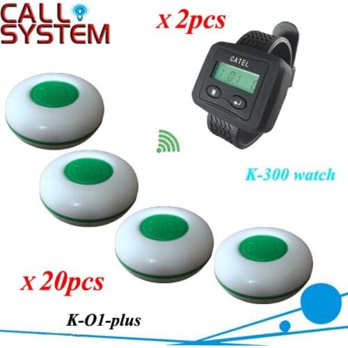 Restaurant table buzzer calling system 20pcs guest transmitter w 2 watches for waitress use 433mhz DHL/EMS