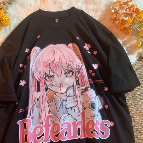 Casual T-shirt Cartoon female Japanese anime Women clothes cotton summer Korean loose O neck short-sleeved tshirt cute top titan