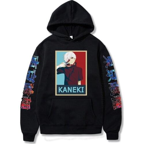 Harajuku Tokyo Ghoul Hoodies KANEKI Japan Anime Hot Blood Men Fans Pullover Hoodie Long Sleeve Streetwear Manga Print