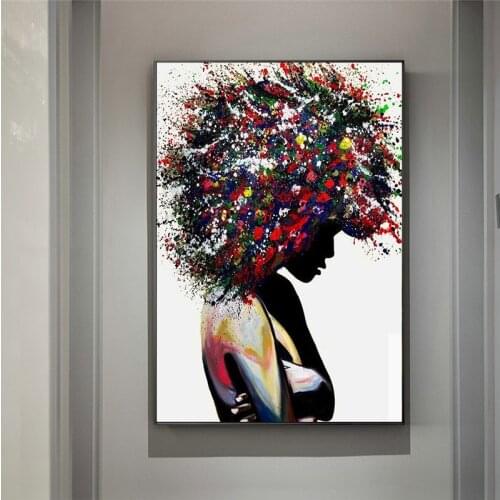Colorful Hair Girl Graffiti Art Decorative Painting Wall Art Abstract Canvas Painting Creative Pictures Living Room Home Decor