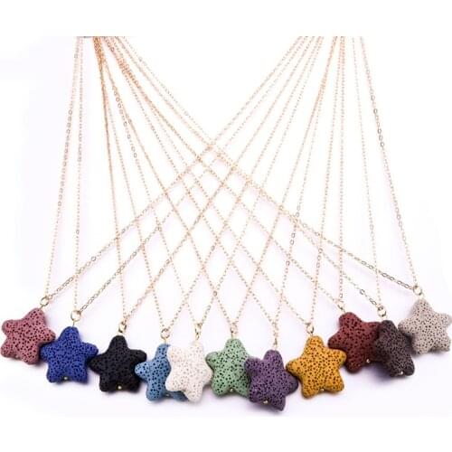 Starfish Lava Stone Necklace Essential Oil Diffuser Volcanic Rock Necklace for Women Jewelry