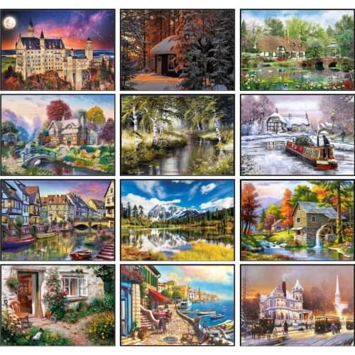 Embroidery Counted Cross Stitch Kits Needlework - Crafts 14 ct DMC Color DIY Arts Handmade Decor - Landscape 260x182