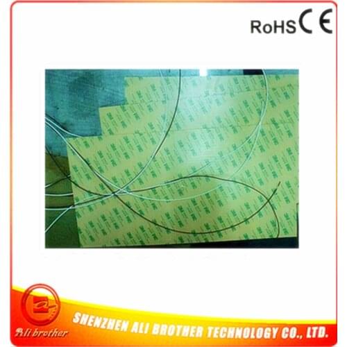 Silicone Rubber 3D Printer Heater 120v 800w 400*600*1.5mm adhesive 1face 100k thermistor 1000mm lead come out from short side