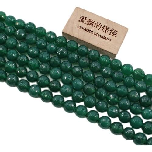 APDGG Natural 10MM Green Round Faceted Agate Beads Gemstone 15.5" Strand For Necklace Bracelet Jewelry Making DIY