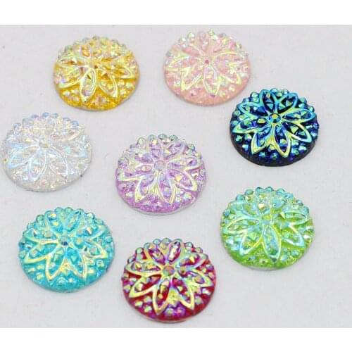 New Fashion 50pcs/lot 10mm Multi color Octagonal flower Ore surface Design Flatback Resin Heart Stone Beads,Resin flatback