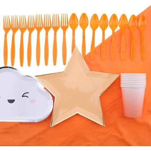 Gradient Cloud Disposable Tableware Childrens Birthday Decoration Childrens Day Wedding Party Supplies Cute White Cloud Plates