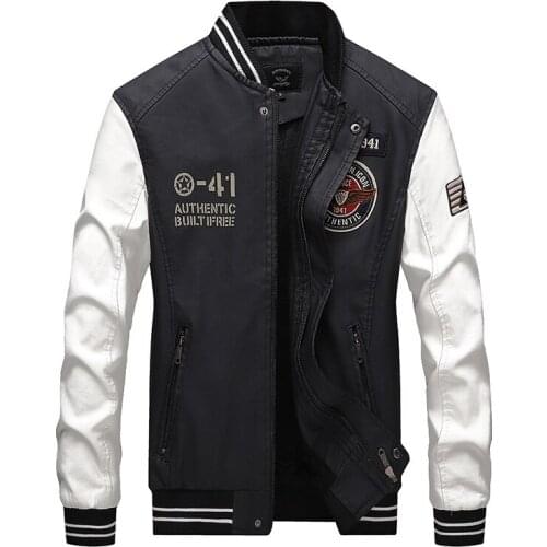 Autumn And Winter Mens Leather Baseball Pu Coat Outerwear & Coats Jackets Varsity Bomber Jacket Chaquetas