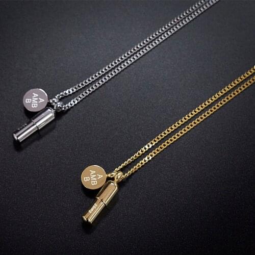 Necklace for Women Round Pill Stainless Steel Pendant Mens Gold Chain Hip Hop Long Necklace Fashion Steel Necklace Mens Jewelry