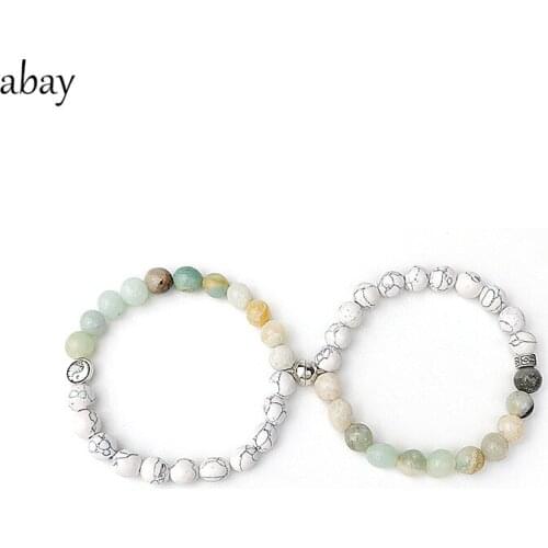 Couples Charms Bead Bracelet Couple Magnetic Bracelet Natural Stone Matching Bracelet for Lovers Valentine Bracelet Jewelry 2021