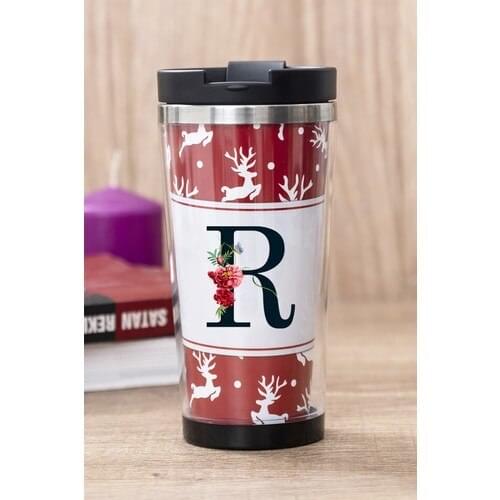 Gift Shop R Letter Deer Pattern Thermos Cup