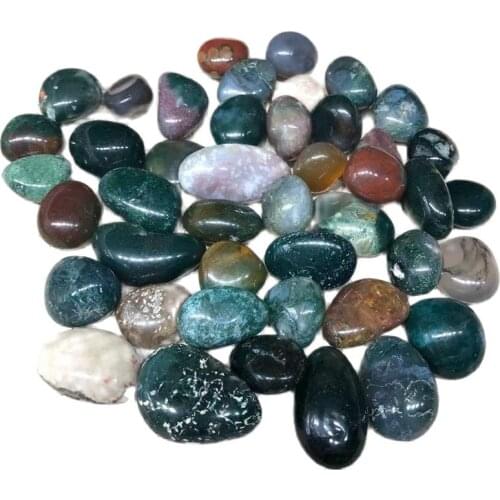 Polished Crystals Healing Stones Natural Green Moss Agate Quartz Crystal Tumbled Stone For Home Decoration