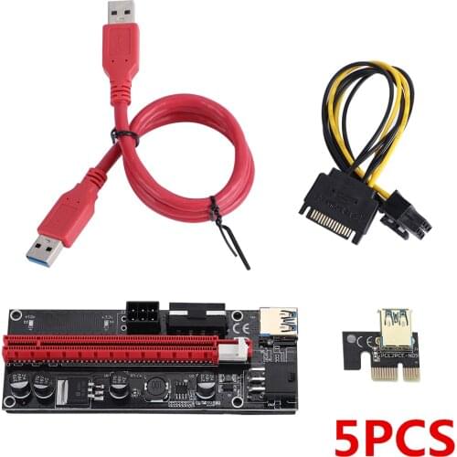 10Pcs New Ver009 Usb 3.0 Pci-E Riser Ver 009S Express 1X 4X 8X 16X Extender Riser Adapter Card Sata 15Pin to 6 Pin Power Cable