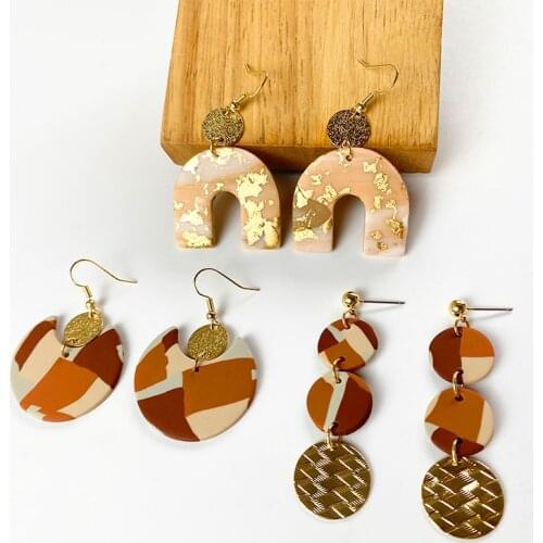Clay Earrings Fashion Jewelry Originality Casual Idyllic Style Brown Drop Dangle Polymer Clay Earrings for Women Gift Holiday