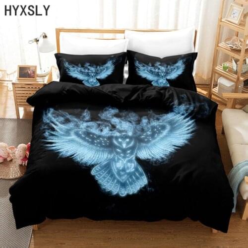 Animal Series Flying Owl Printed Home Duvet Cover Bedding Set For Kids Adults Bedclothes 2/3pcs Queen King Double Size Bed Sets