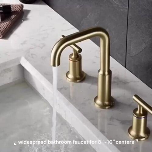 Three holes 59A solid brass faucet brushed gold bathroom basin sink faucet