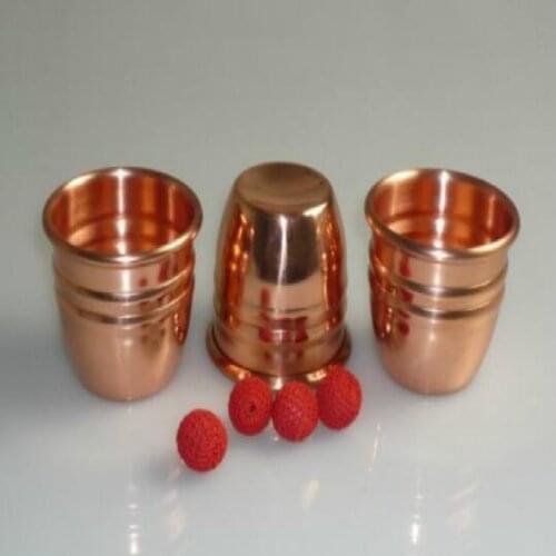 Super Professional Brass Three Cups and Balls With Chop Cup (Large) Stage Magic Tricks Magician Close Up Illusion Gimmick Props