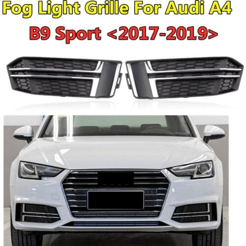 WL Car Front Lower Bumper Racing Grills Fog Light Grille For Audi A4 B9 2017 2018 2019 Replacement Foglamp Frame OEM 8W0807681F