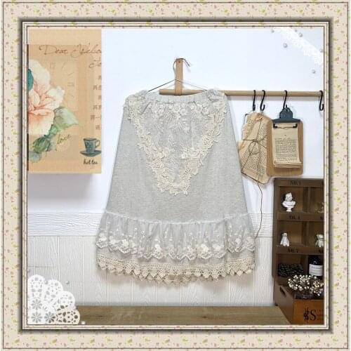 Hot Summer Women Lace Embroidery Skirts Fashion Solid Casual Lace Mesh Hollow Out Sweet Mori Girl Elastic Waist Bust Skirt Saia