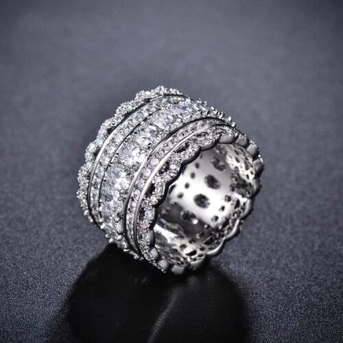 AAA Quality Fashion 2016 New Luxury Genuine Austria Crystal Cubic Zircon Queen Ring Silver Color Wedding Jewelry for Wom