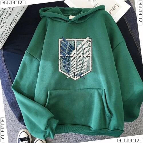 2021 Winter Green Hoodie Women Sweatshirt Anime Sports Titan On Attack Hoodies Harajuku Kawaii Goth Clothes Unisex