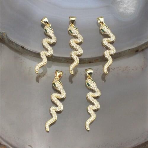 10*35mm 20pcs/lot High quality colorful cz pendant,snake shape cubic zircon charm, bracelet/necklace component wholesale