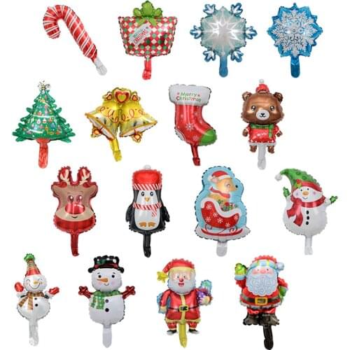 10pcs/set Mini Size Spain Happy Christmas Day Foil Balloons Snowman Santa Claus Christmas Tree Decoration Party Supplies Globos