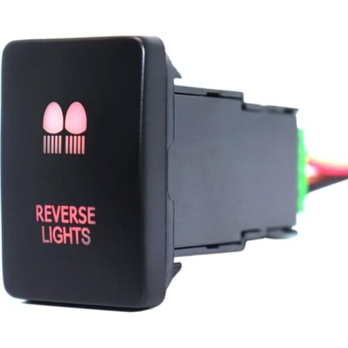 12V Reverse Lights Push Button Switch Red Led Lights with Connector Wire for Toyota Hilux Prado Highlander Landcruiser RAV4 etc