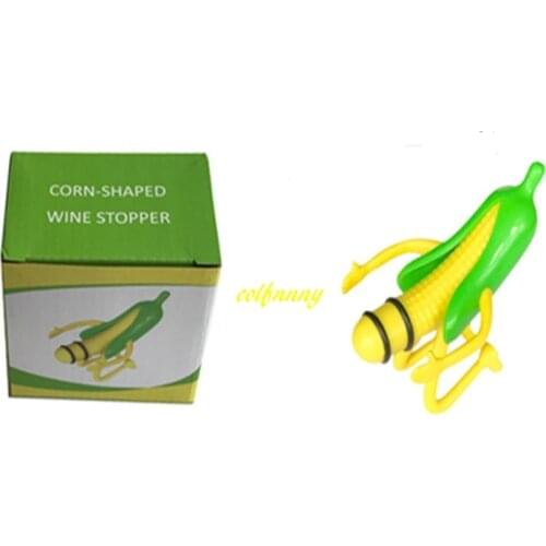 20pcs/lot Fast shipping Wine Stopper Corn Wine Cork Bottle Plug Creative Funny Bar Tools with retail box For Wedding Party gift