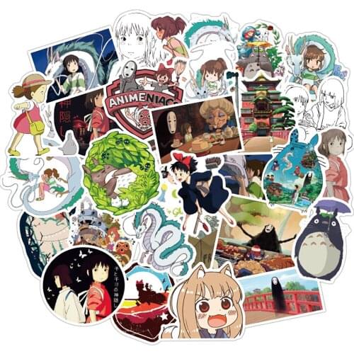 50PCS Anime Spirited Away Cartoon Stickers Motorcycle Travel Luggage Guitar Fridge Laptop Waterproof Classic Kid Toy Sticker