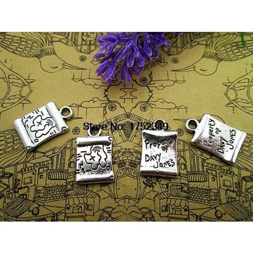 75pcs--"Davy Jones" Treasure Map Charms silver tone Treasure Map charms pendants 11mm x 19mm