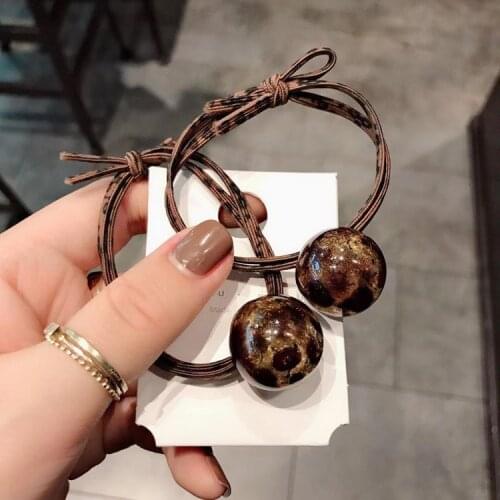 Acrylic Ice Hair Rope Cracked Leopard Ball Head Rope Fashion Hair Tie Simple Hair Accessories for Braids Elastic Hair Bands